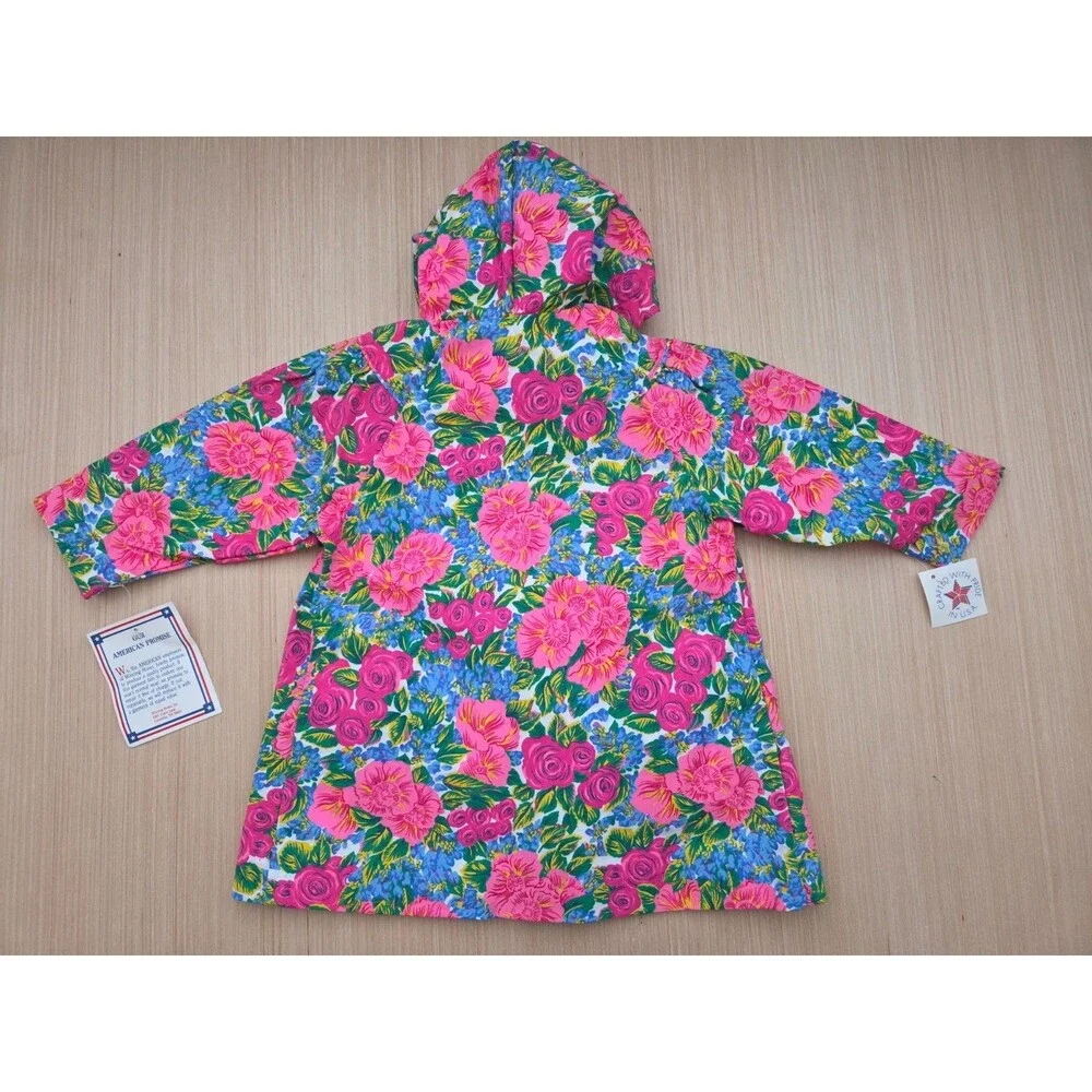 Vintage Winning Moves 3T Floral Button Hooded Jacket Colorful Made in USA NWT